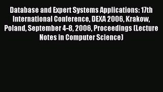 Read Database and Expert Systems Applications: 17th International Conference DEXA 2006 Krakow