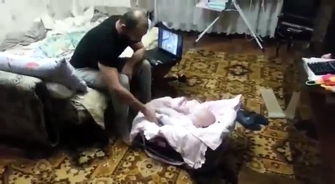 Cat protects the child