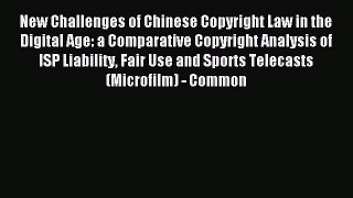 Read New Challenges of Chinese Copyright Law in the Digital Age: a Comparative Copyright Analysis