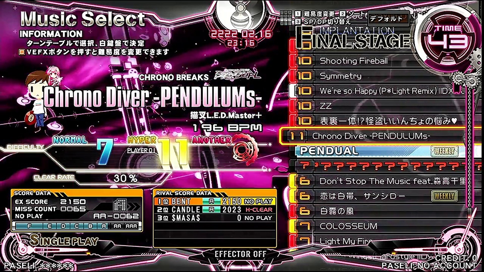 Beatmania Iidx 22 Pendual Chrono Diver Pendulums Sph Video