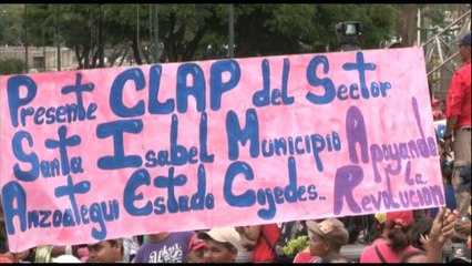 Tải video: Decenas de chavistas marchan en apoyo a nuevo sistema de distribución de alimentos