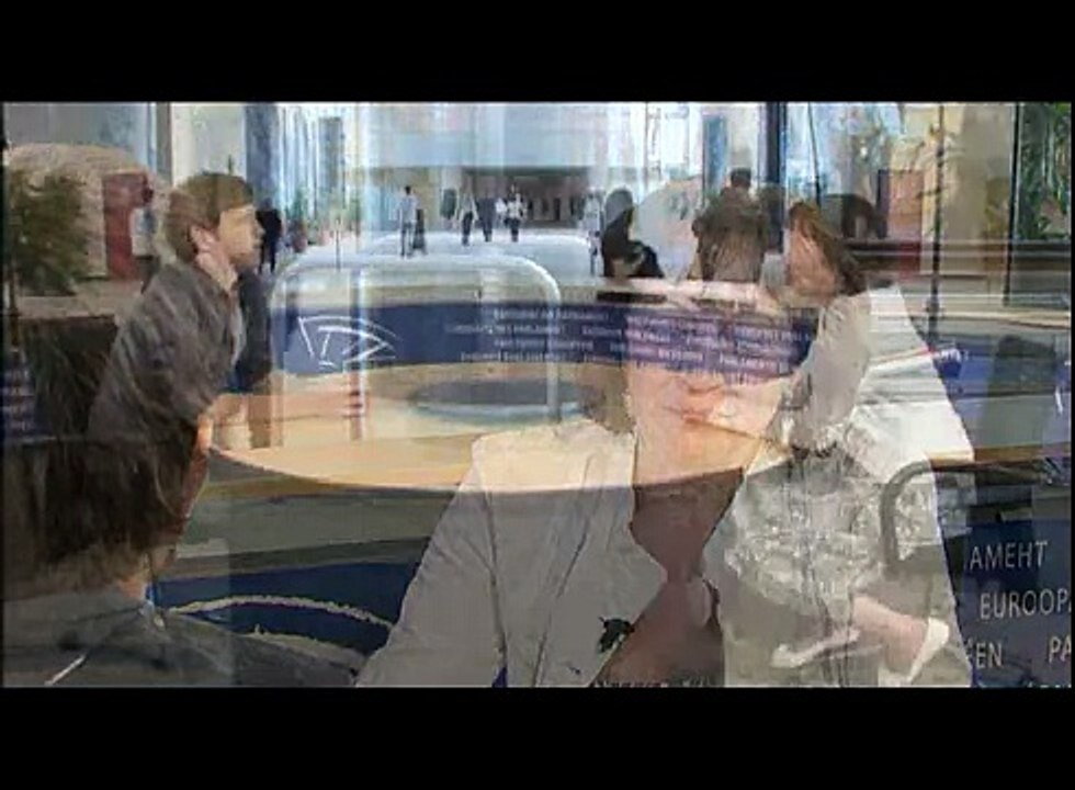 Jill Evans MEP talks to Cai Elis, European Parliament, Brussels, June 23 2010