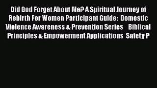 Read Did God Forget About Me? A Spiritual Journey of Rebirth For Women Participant Guide: