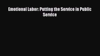 Read Emotional Labor: Putting the Service in Public Service Ebook Free