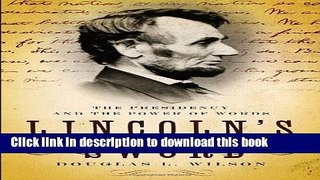 Download Lincoln s Sword: The Presidency and the Power of Words  PDF Free