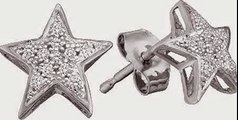 0.05ctw 22 Diamond Micro-Pave Star Earrings 10K White Gold Starfish