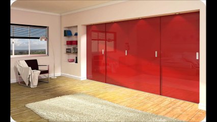 Latest Sliding Red White Wardrobe Design