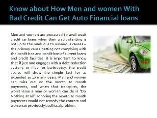 How Men and women With Bad Credit Can Get Auto Loans