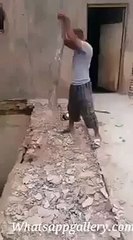 whatsapp latest funny videos roof collapse at sudden and man fell down