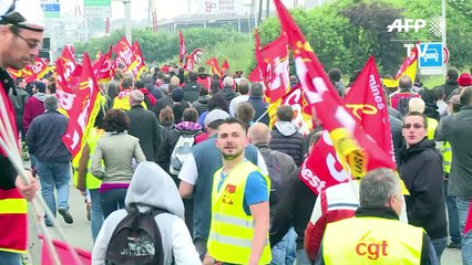 Loi travail: manifestation au marché international de Rungis
