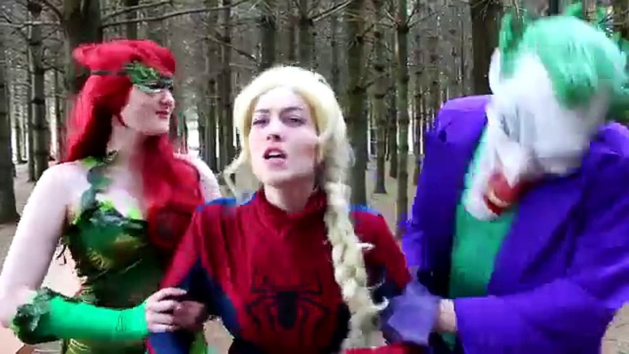 Hot Frozen Elsa Becomes Crazy Spider Elsa Again! Spiderman, Pink Spider hot girl Joker & Doctor! Superhero Fun )