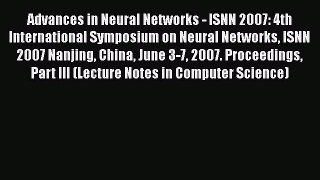 [PDF] Advances in Neural Networks - ISNN 2007: 4th International Symposium on Neural Networks