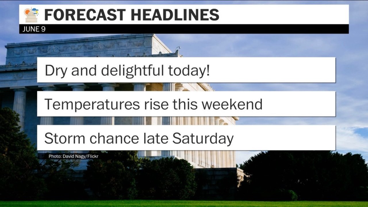 Thursday forecast: Gorgeous day, thunderstorms possible this weekend