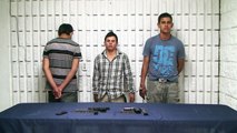 Arrestó la policía municipal a tres presuntos homicidas, les aseguran armas y cartuchos útiles