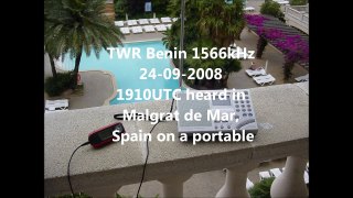 TWR Benin 1566kHz, 24-09-2008 at 1910UTC heard in Malgrat de Mar, Spain on a portable