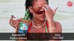 Rihanna strikes a sultry pose seaside during Turks and Caicos holiday