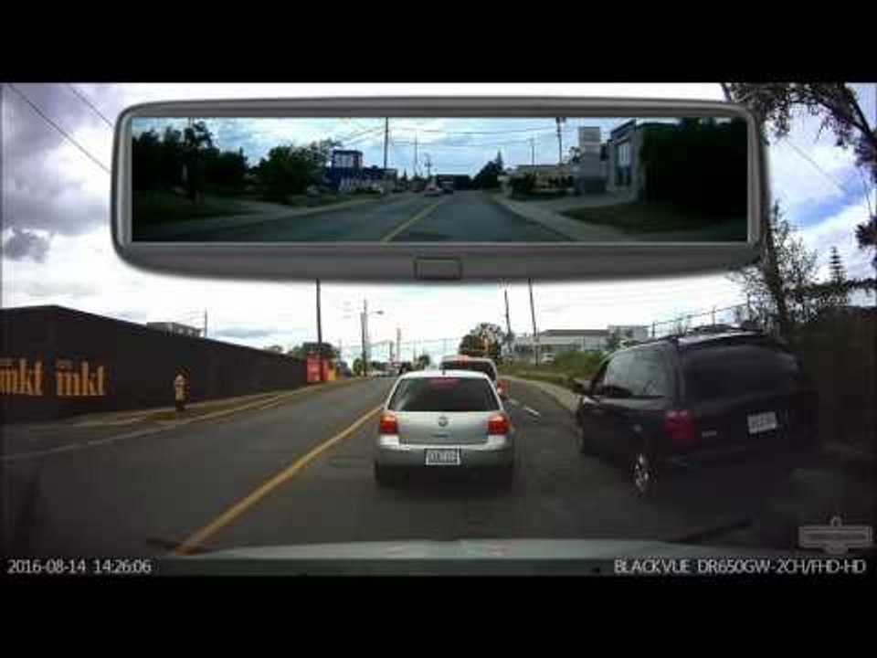 Car Passes on the Inside and Continues Driving on Sidewalk