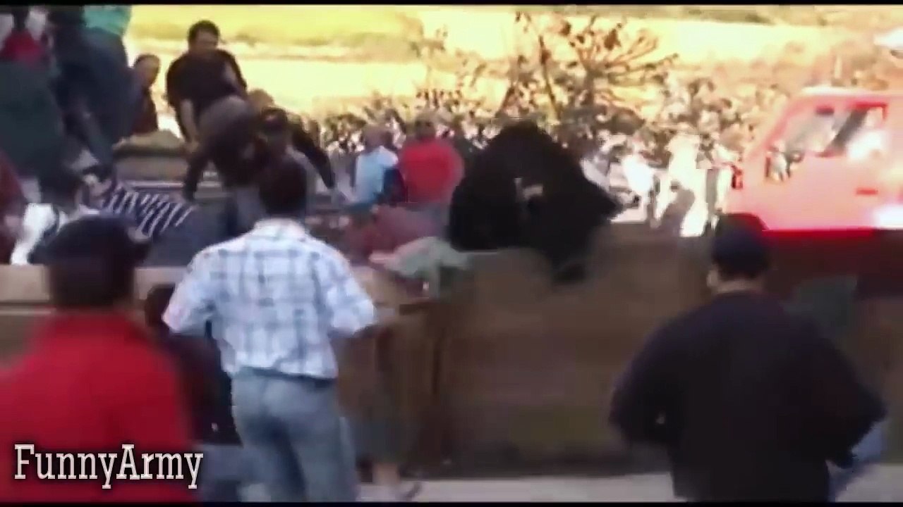 Crazy people  Funny Fails Bull attack funny compilation Bull fight accident