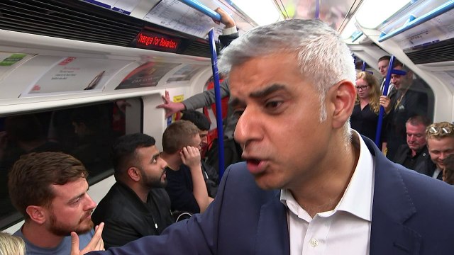 Mayor of London Sadiq Khan rides the first Night Tube