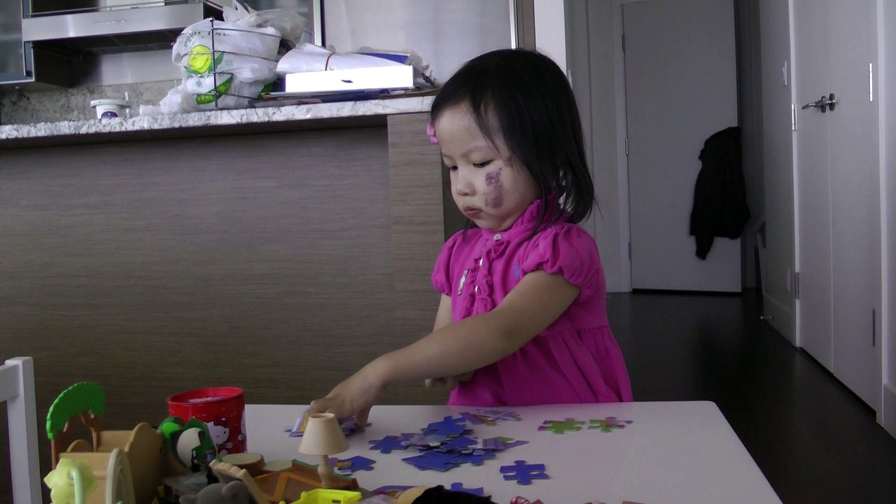 Girl And Her Peppa Pig Puzzle