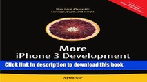 [New] EBook More iPhone 3 Development: Tackling iPhone SDK  3 (Beginning) Free Books