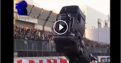 Crazy truck stunt man show