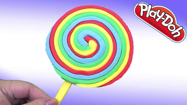 Play Doh Rainbow Lollipop - Create a fun lollipop candy for peppa pig toys family