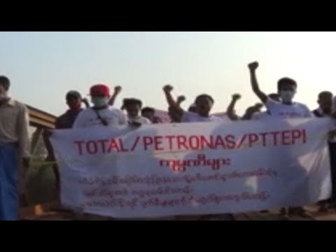 Hundreds join protest against big oil and gas in Kanbauk