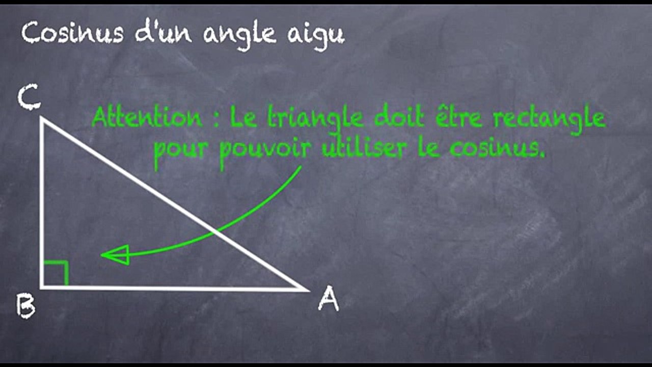 3ème Trigonométrie Cosinus d'un angle aigu