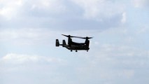 Presidential Osprey lands at Mildenhall. 19/04/16.