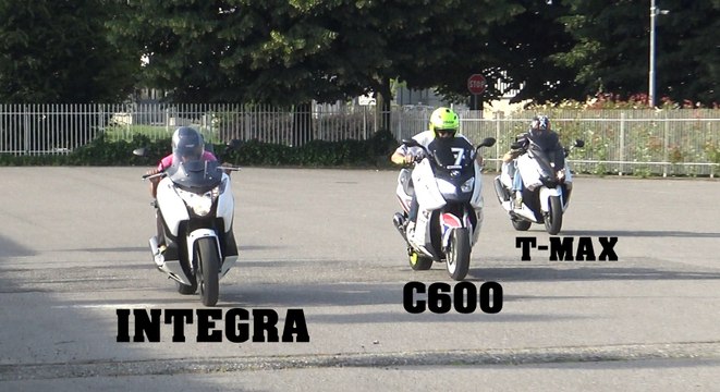 TEST 0/100 HONDA INTEGRA Vs T-MAX 530 Vs BMW C600 (VIDEO 4K)