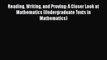 PDF Reading Writing and Proving: A Closer Look at Mathematics (Undergraduate Texts in Mathematics)