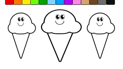 Learn Color for Kids and Color this ice cream coloring pages