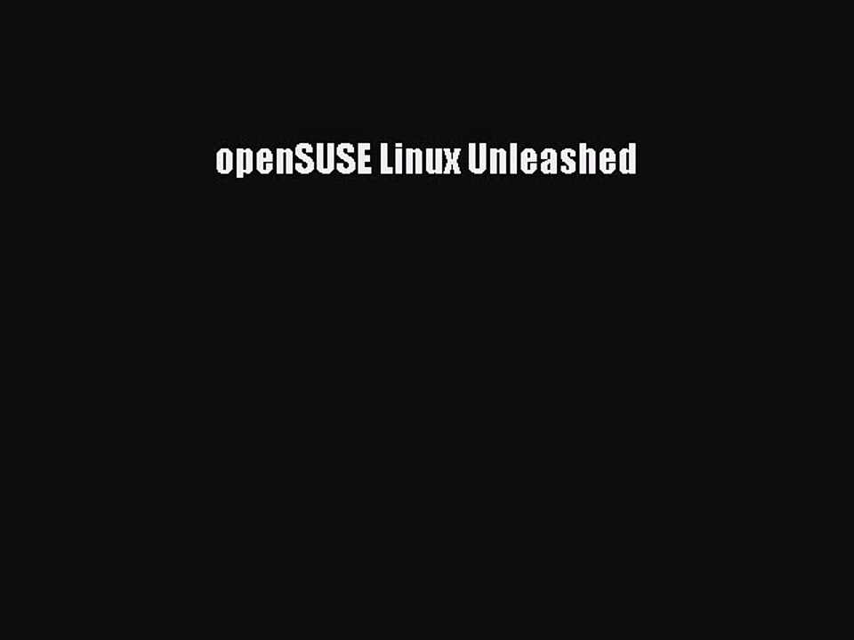 Download openSUSE Linux Unleashed Ebook Free