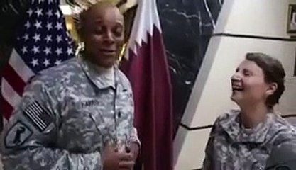 AMerican soldiers insuulting Islamic Country flag of Qattar