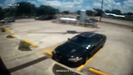 Shocking moment plane crash lands onto a car, taking three p