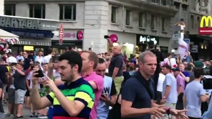 EURO 2016 - French riot police march towards England fans in Marseille