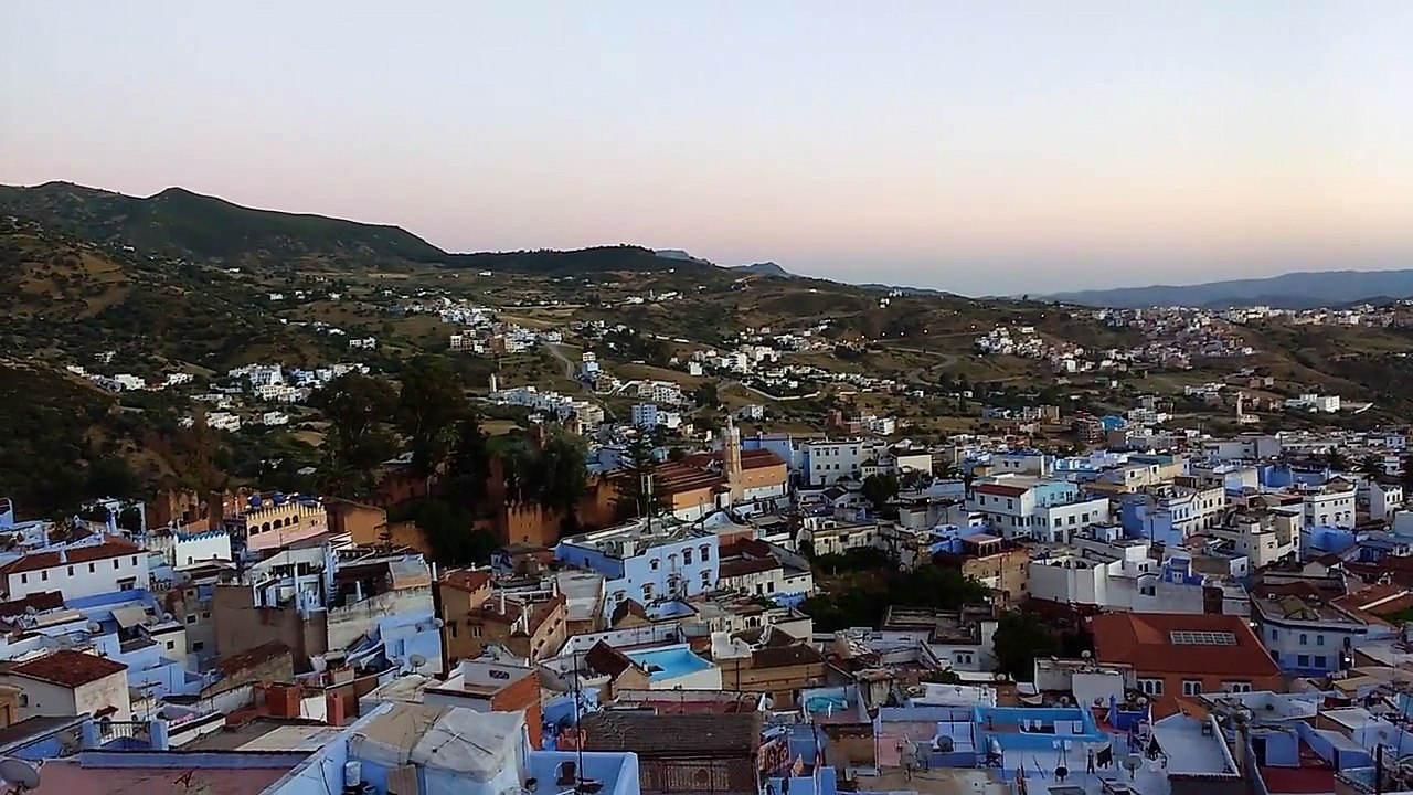 Adhan - Muslim call to prayer. Chefchaouen, Morocco. Sunset, June 11, 2016
