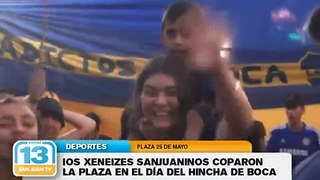 Los hinchas xeneizes coparon la plaza 25 de Mayo