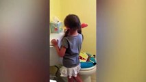 Little Girl Says  Final Goodbyes To Favorite washroom......