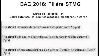 Fuite du sujet de mathématique du BAC 2016 de la filière STMG. Vous allez être surpris de voir ce qu’ils sont au programme!