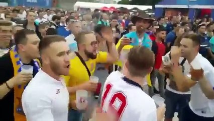 English fans singing ukranian fans hit "Putin Khuilo!" ("Putin is a dickhead!")