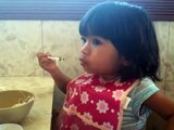 23 months -Asha uses chopsticks!