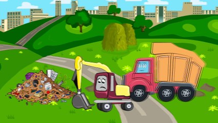 ✔ Camión, Camión de basura, Excavadora, Grúa. Caricaturas de carros. Carritos Para Niños ✔