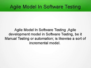 What Is Agile Model In Software Testing ?