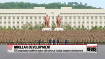 N. Korean leader reaffirms regime will continue nuclear weapons development