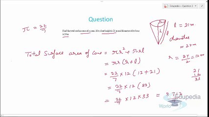 Surface Area of Cone- Right Circular Cone  Related Ques- (Part 1)