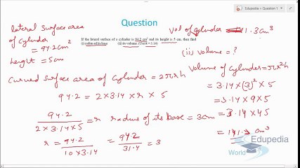 Questions Related to Volume of a Cylinder (Part-2)
