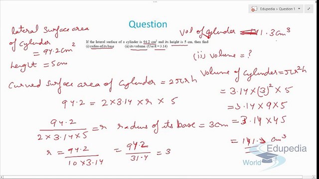 Questions Related to Volume of a Cylinder (Part-2)
