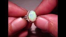 Green Opal Ring with round and baguette Diamonds 14k Gold | FlashOpal.com